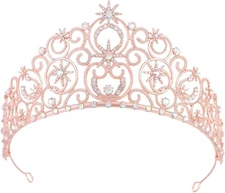 Tiaras and Crowns for Women Bubble Crown Crystal Queen Rose Gold 