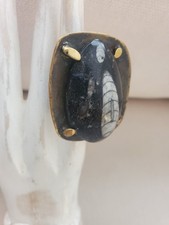 WANDERING WIZZARD JEWELRY CHUNKY BIG ORTHOCERAS FOSSIL RING SIZE 8