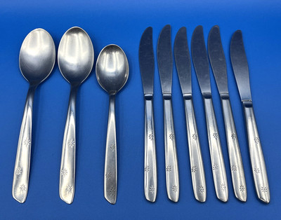 9 Pcs Superior Stainless Flatware Night Sky Atomic Starburst MCM USA