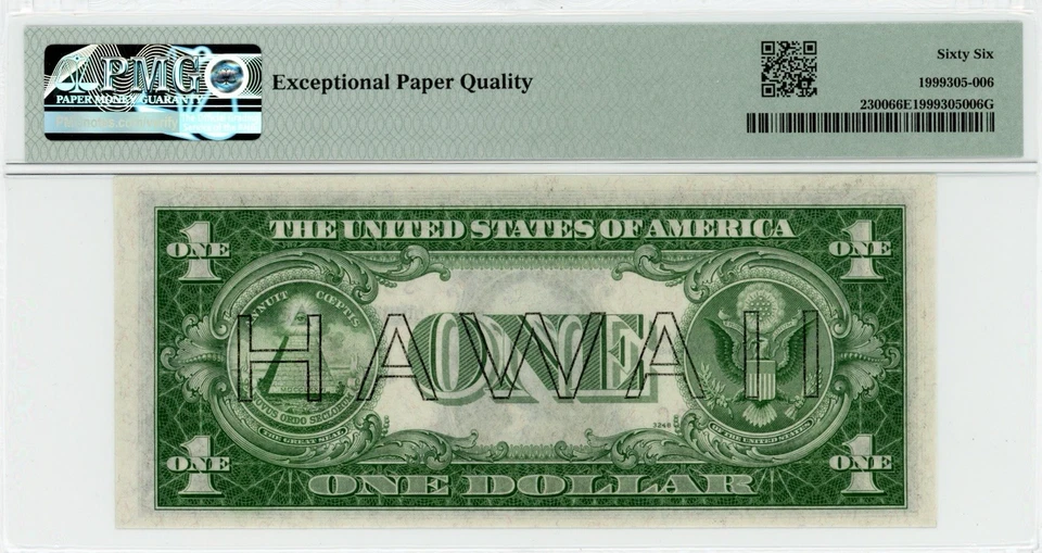 1935-A $1 Silver Hawaii Gem(SC Block) - Fr#2300 - PMG 66 EPQ - Gem Uncirculated - Image 2 of 2