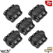 NEW 5 Pack 3 Port Insulated Wire Connectors Inline Splice Tap 3/0-6 AWG Black