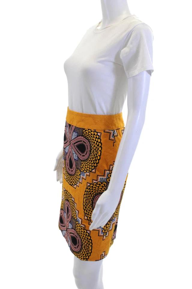 Falda lápiz Maeve Anthropologie para mujer negra geométrica mezcla de algodón talla 0 Foto 2 de 4