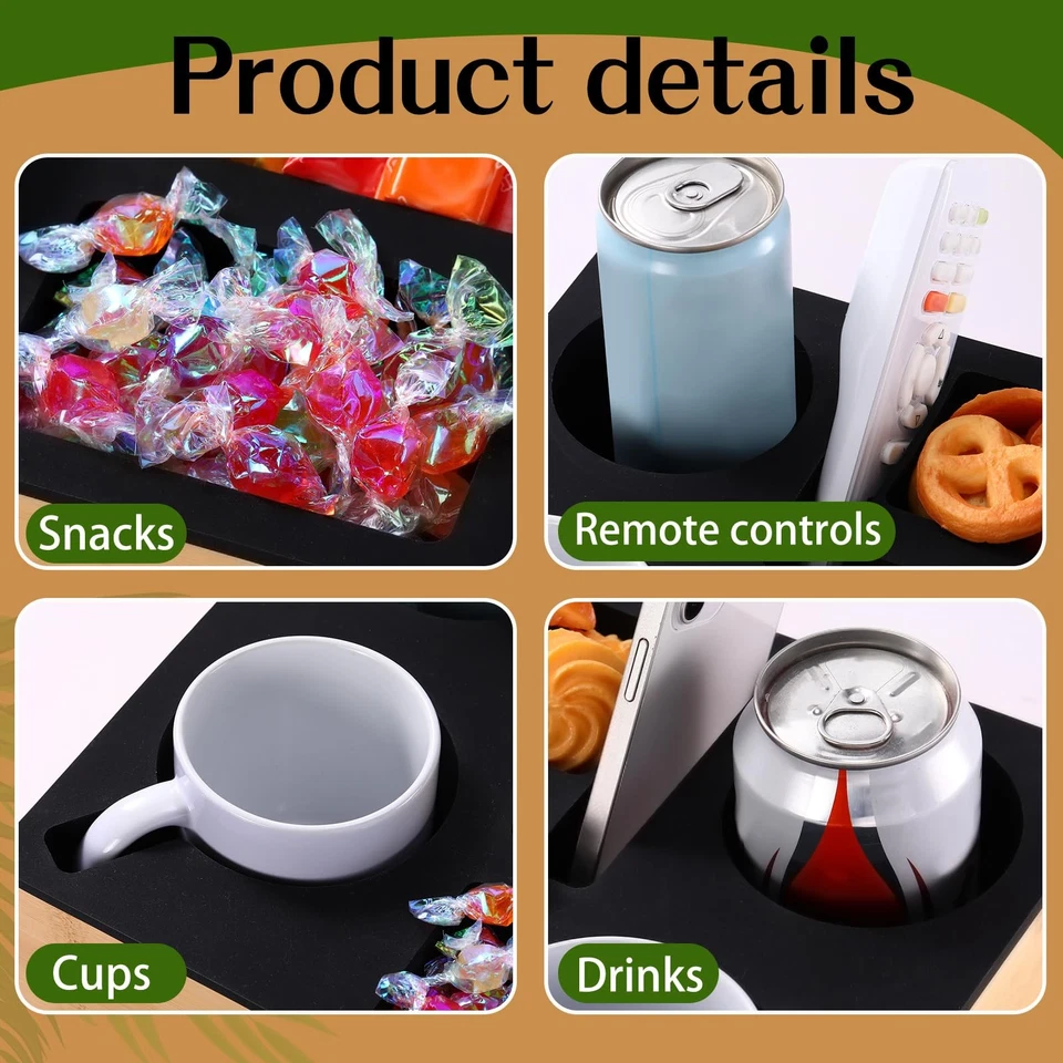 Couch Cup Holder Tray, Silicone Couch Caddy Waterproof Anti-Spill Sofa Cup Ho... - Image 4 of 4