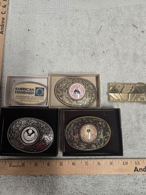 lot of 5, vintage belt buckles, driver of year, federal accounts special award