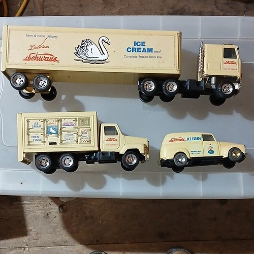 Schwan's Metal Vehicle Piggy Banks Set - Collectible Trucks & Van. lot of 3.
