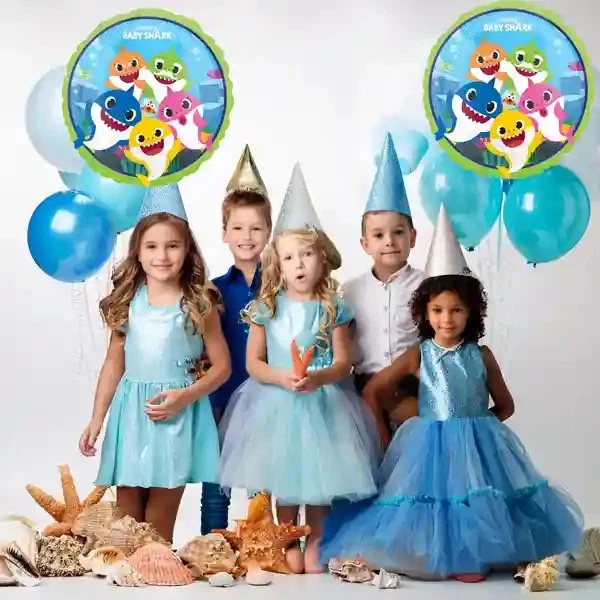 Globo Baby Shark 18" Lámina Redonda Licenciada Seguro Niño Fiesta Suministro Foto 3 de 4