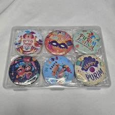 New Lot Set 12 Happy Purim Pinback Buttons Kit Party Favor Jewish Holiday
