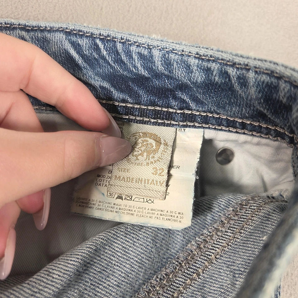 Diesel Jeans Mens 32x30 Blue Zatiny Bootcut Distressed Stretch Made Italy 008SV - Image 4 of 4