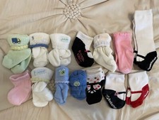 PREOWNED Baby Girl Socks Lot Heels Pink White Cotton Carter  s Black 14 Pairs NB