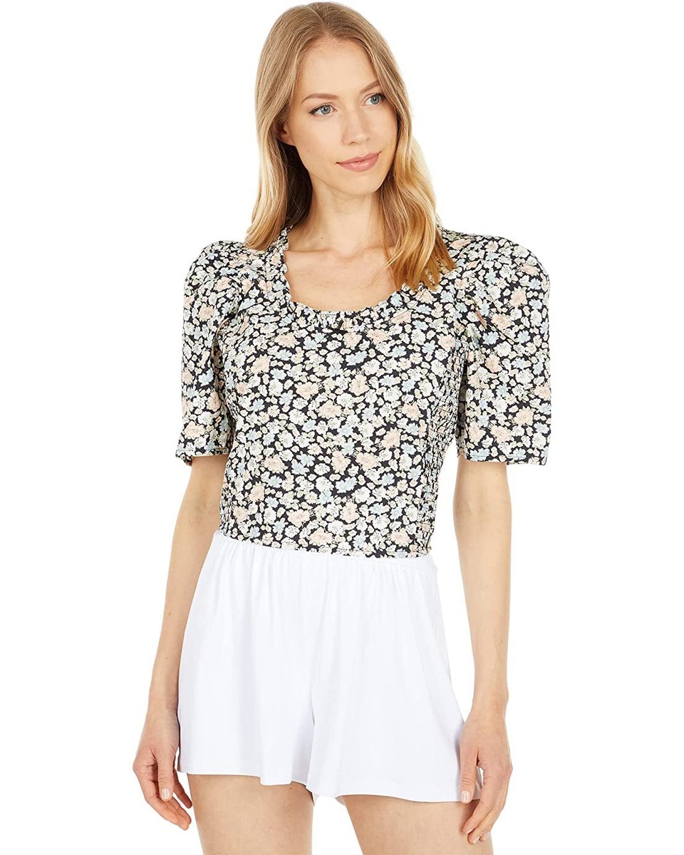 Levis Louise Puff Sleeve Top Women Floral 100% Cotton Poplin