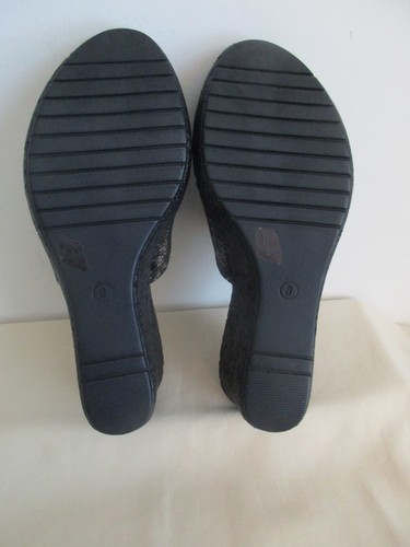 Onex "Danica" Black Metallic Paisley Silver Rhinestone Wedge Mules/Sandals 8 Pre - Picture 22 of 24