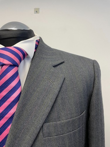 CHAQUETA/BLAZER TRAJE DAKS VINTAGE PURA LANA NUEVA A RAYAS GRIS TALLA 40R EC (0007) - Imagen 2 de 7