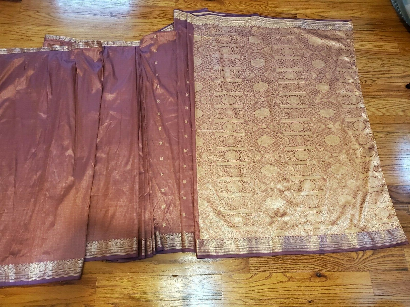 Readymade Adjustable Copper color saree w/ Blouse Tra… Gem