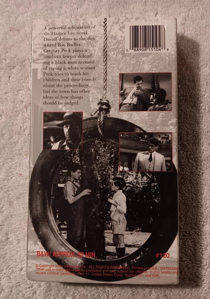 To Kill a Mockingbird (VHS, 1994) Gregory Peck B&W 1962 New Sealed Film - Image 2 of 3