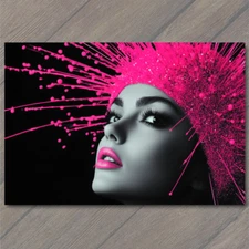 Art Print  Girl Pink Spikes Vibrant Beauty Bold Surreal Portrait Dreamlike