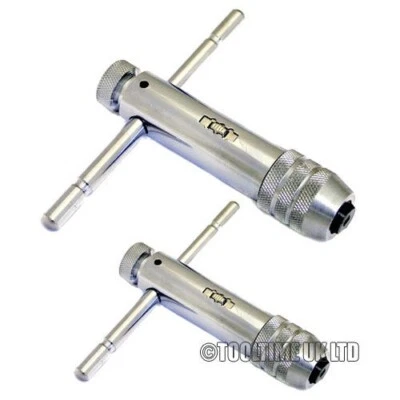 TOOLTIME 2PC REVERSIBLE T BAR HANDLE RATCHET TAP WRENCH M3-M8 & M5-M12 FOR TAP & DIE SET