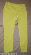 Womens Jeggings YELLOW Skinny Leg MOCK FRONT Rear Pockets S 4-6 ELASTIC WAIST