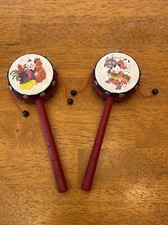 Chinese Hand Drum Wood Handles Photos on drums Nice collectable