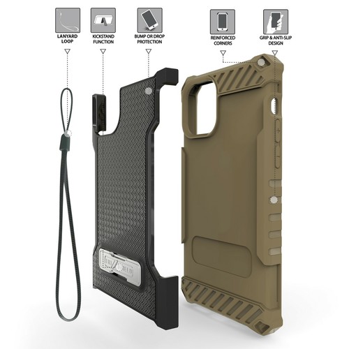 Military Grade Hybrid Case w/Stand+Tempered Glass Cover for iPhone 11 Pro - Picture 3 of 17