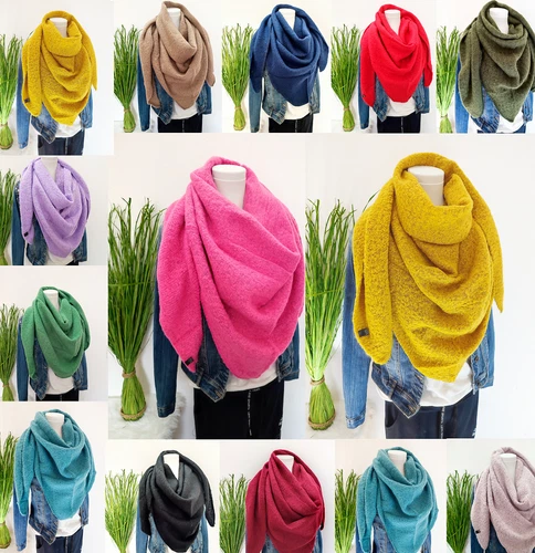 Schal Blogger Dreieckstuch Strick Warm Tuch Boucle Winter  Dick Weich 2024-2025