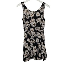 Forever21 Women's Small Black Floral Open Back Sleeveless Mini Dress Spring