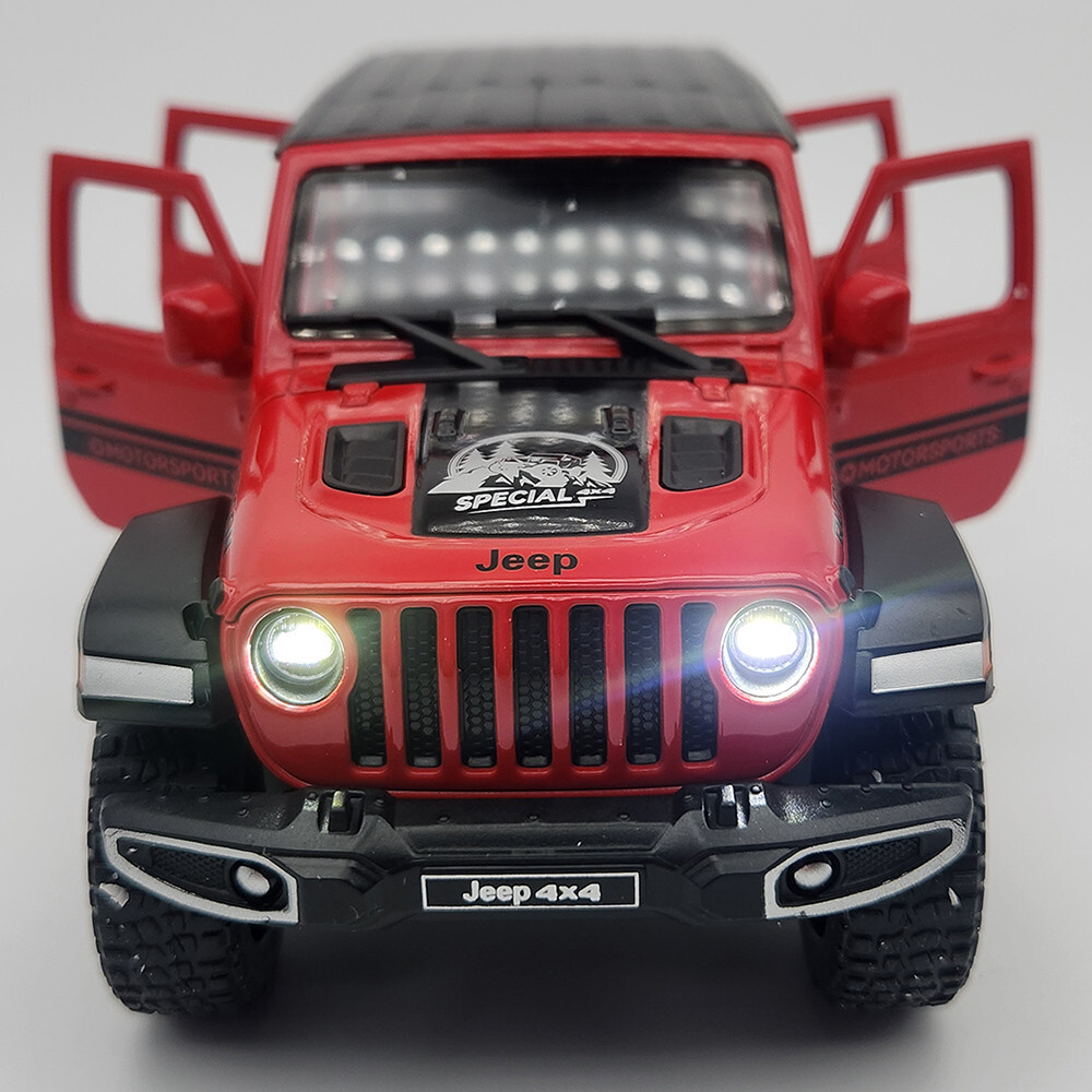 2014 Red Jeep Wrangler Rubicon 4-Door 1:22 Scale Model with Box