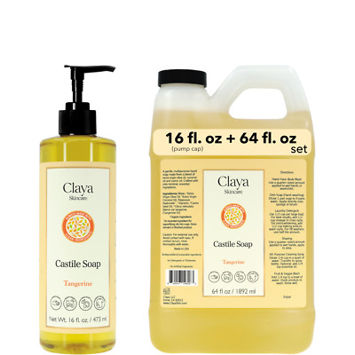 Tangerine Liquid Castile Soap Set   Organic Ingredients, Gentle for skin