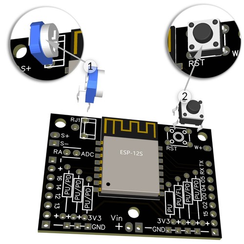 EI-OT ESP8266 5-12V Entwicklerplatine ESP-12 ESP-07 adj. analog ADC Pull Up - Picture 5 of 10
