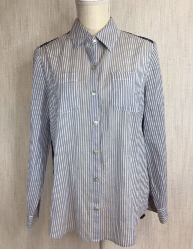 CAMISA CHICO'S 0 XS 2-4 Botones AZUL Mangas Largas BOLSILLOS DE TELA MIXTA LIGERA - Imagen 2 de 12