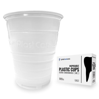 8000 White 5 Oz Dental Rinse Plastic Disposable Ribbed Drinking Bathroom Cups