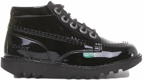 KICKERS Kick Hi Cremallera Core con Lateral Botas en Negro Charol Talla UK 7-12 - Imagen 2 de 4