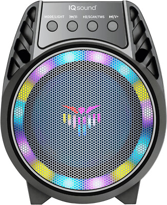 Super 4'' Bluetooth TWS Party Speaker w/ LED Lights  Multi-Connectivity IQ-1804BT
