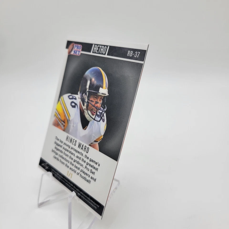 2023 Leaf Pro Set Metal Hines Ward 1/1  Steelers ORANGE PULSAR  Fire - Image 4 of 4