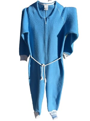 Vintage Pajamas One Piece Footed Lightweight Fleece Womens Zip