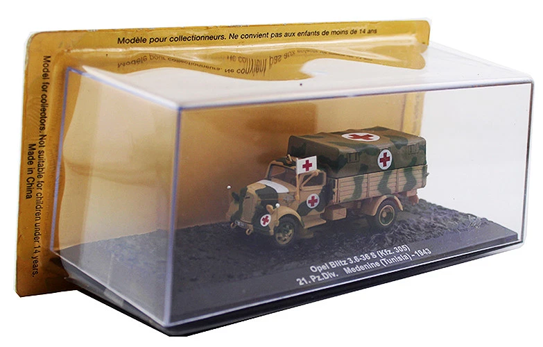 Opel Blitz 3.6-36 S（Kfz.305）21.Pz.Div. Medenine 1/72 DIECAST MODEL Ambulance IXO - Image 4 of 4