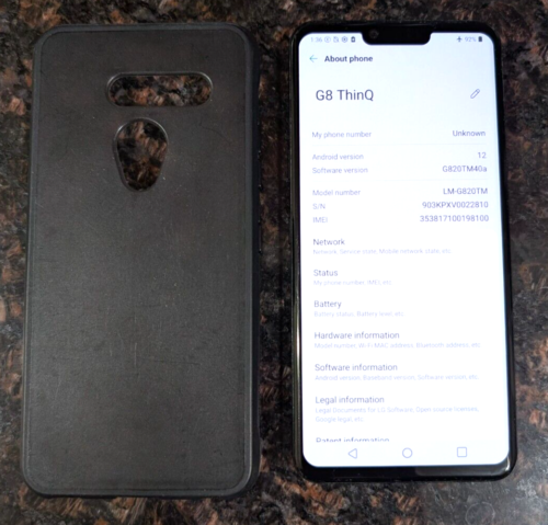 LG G8 ThinQ 128 GB Aurora Black LM-G820TM Android 12(Unlocked) *Degraded Battery
