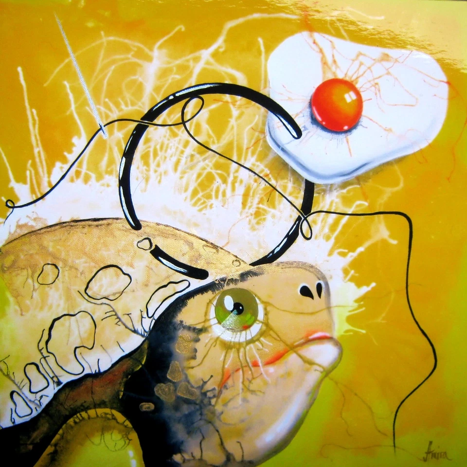arte moderno pintura contemporánea animales cabeza tortuga naturaleza huevo pop arte dibujos animados Foto 3 de 4