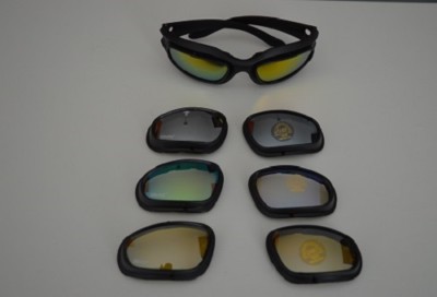 Motorbike Motorcycle Sunglasses-4 Interchangeable Polarised Lenses Plus  Extras UK