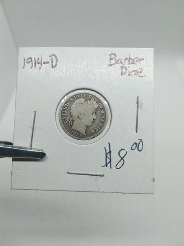 1914 D  Barber Dime Average CirculatedCondion  O /475