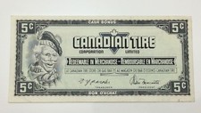 1974 Canadian Tire 5 Cents Circulated Banknote CTC Gas Bar Cash Bonus E135