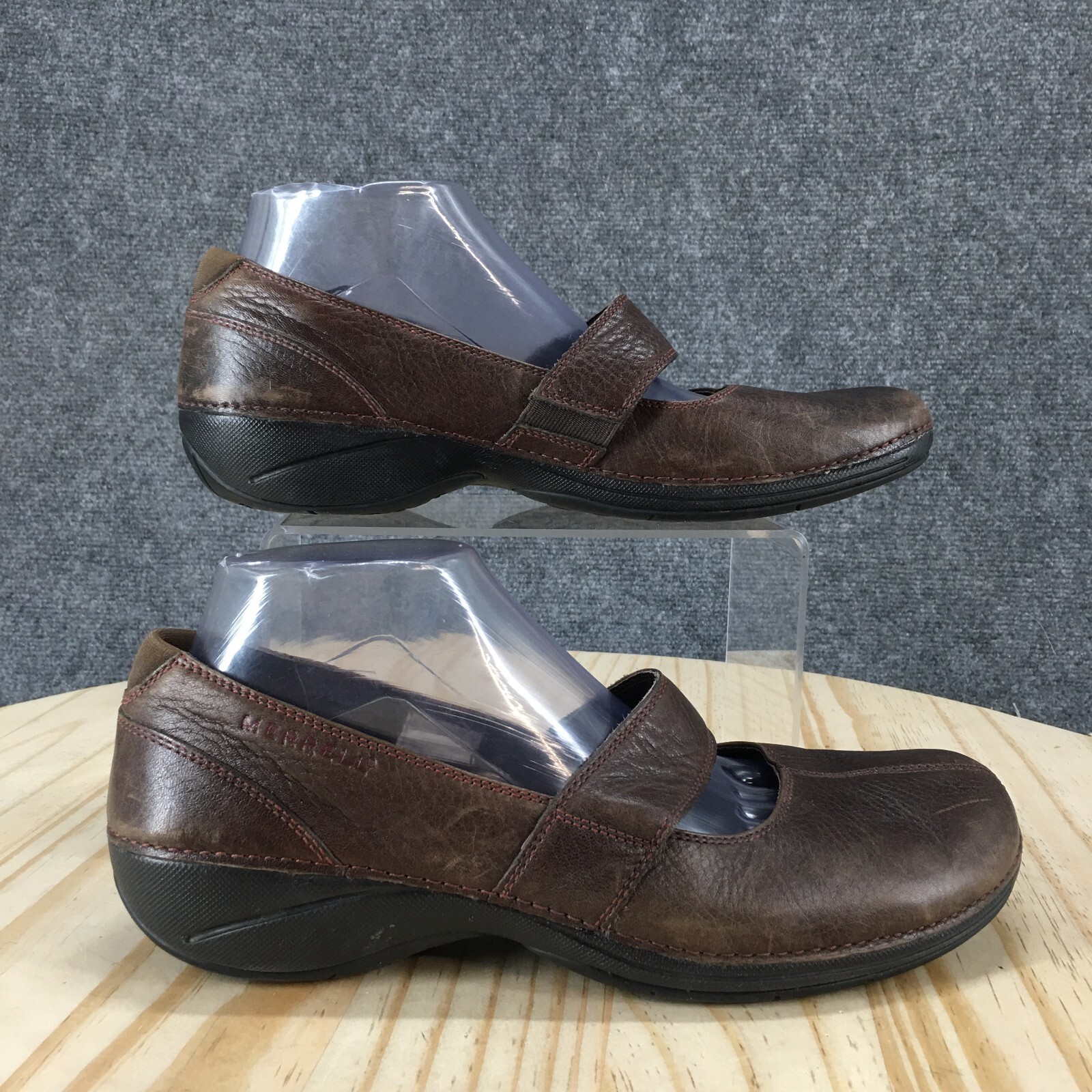 Scarpe Merrell donna 9 5 Brio casual slip on Mary Jane ballerine pelle marrone oliva