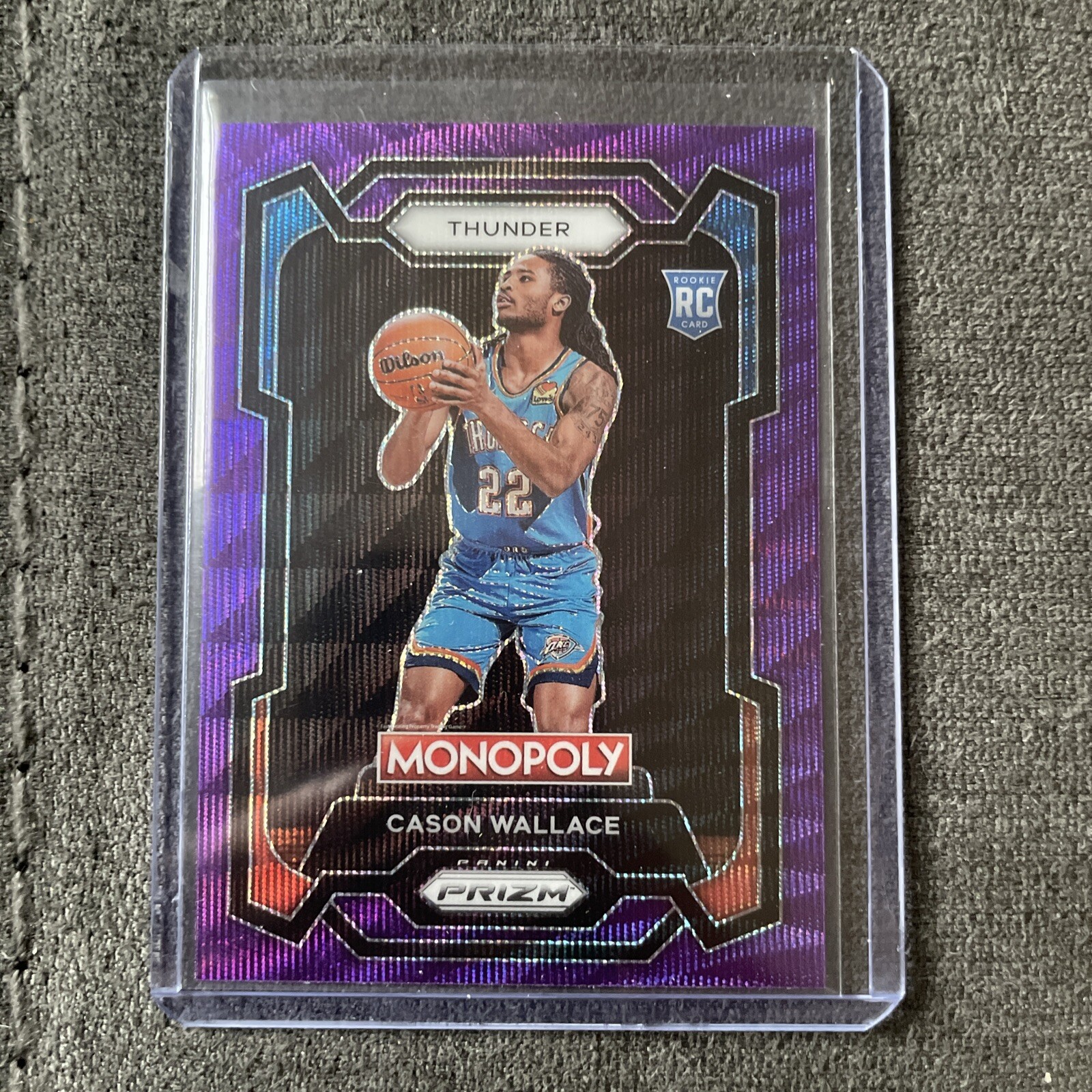 2023-24 Panini Monopoly Prizm Cason Wallace Purple Wave Prizm RC #63