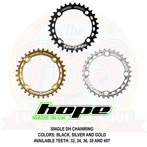 Hope Single DH Downhill Chain Ring 30 32 34 36 38 40T - Black Gold Silver - New - Picture 1 of 1