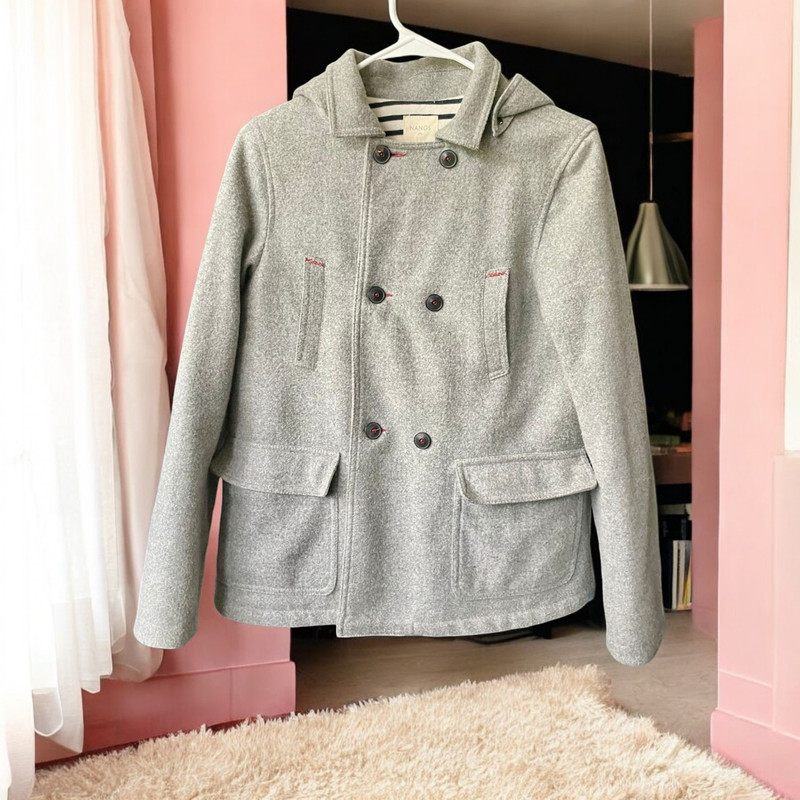 NANOS GRAY GIRLS COAT WITH HOODIE - Size 14