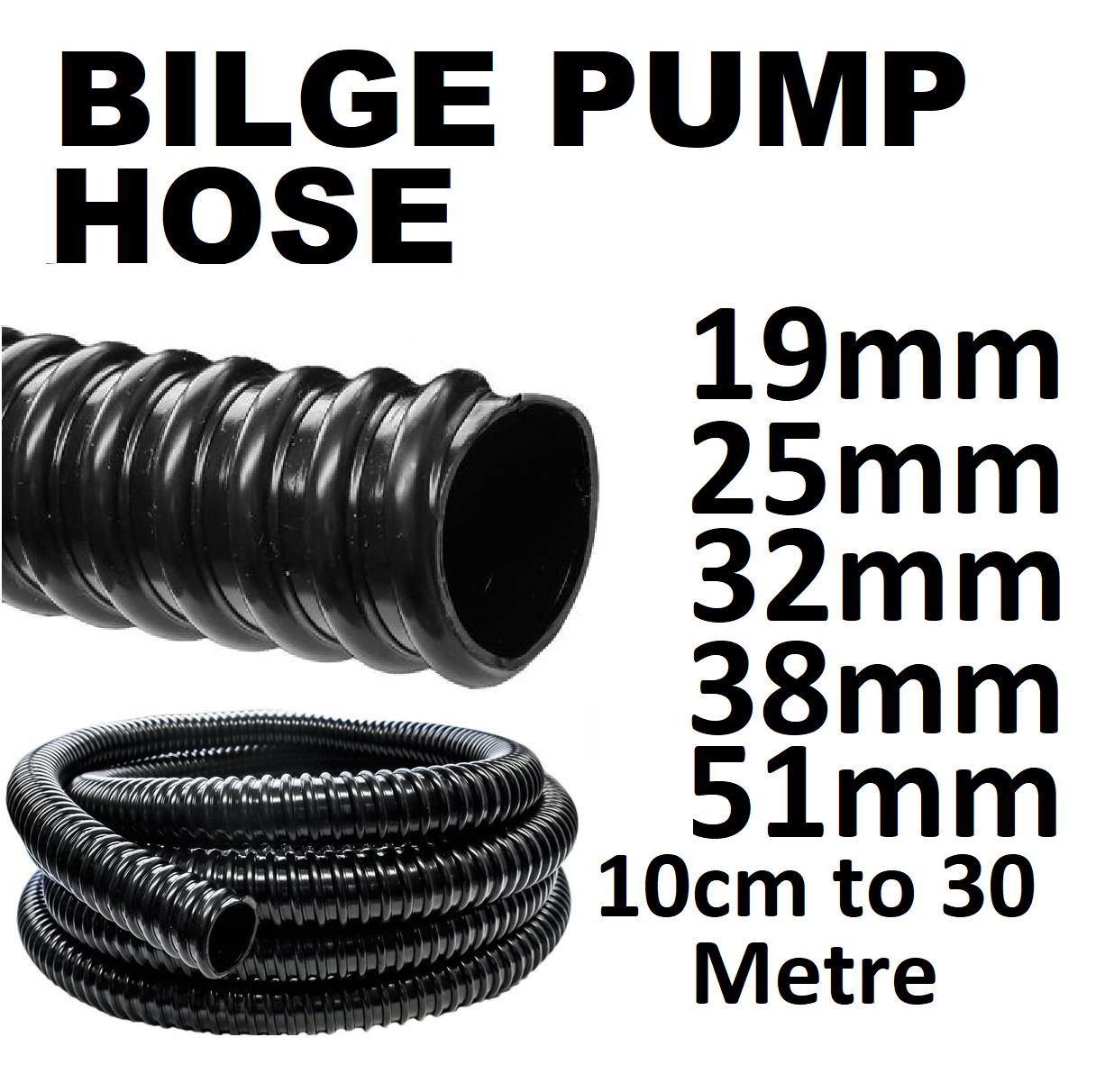 UNIVERSAL Bilge Pump Boat Hose Corrugated Flexible Filter Pipe Marine Flexi Tube