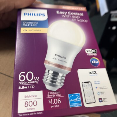 Soft White A19 LED 8.8W Dimmable Smart Wi-Fi Connected Lot Of 4 Light