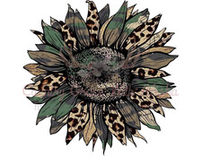 Sublimation Print Camo Sunflower Ready to Press Heat Transfer