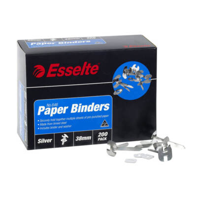 Esselte Tinned Steel Distinguish Finish Point Ends Paper Binders 38mm 200pk