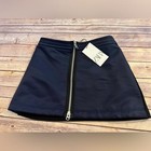Zara Mixed Nylon Mini Skirt Navy Black Zip Front NWT Small — photo 9
