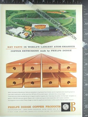 1958 AD, Phelps Dodge Copper Brookhaven Synchroton atom smasher collider Hadron
